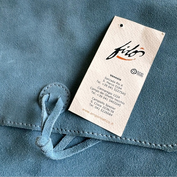 Italian Suede Leather Hobo | Messenger Crossbody Bag Blue - Picture 7 of 11